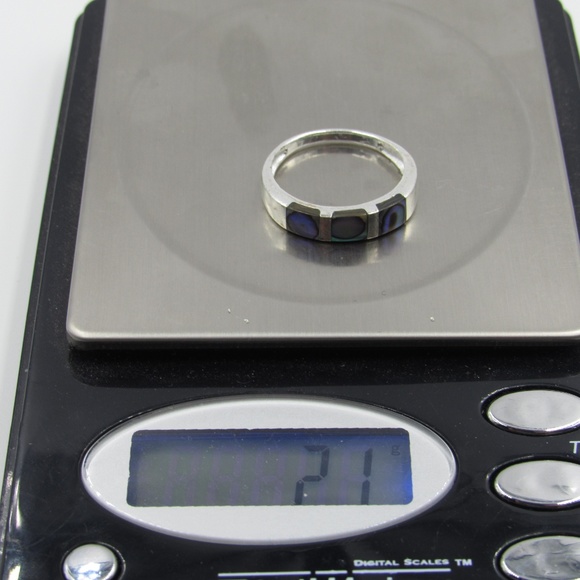 Size 7.75 Sterling Colorful Shell Inlay Band Ring - Picture 8 of 8